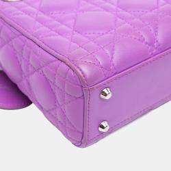Pre Owned Dior Purple Mini Lambskin Cannage Lady Dior