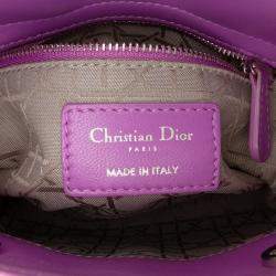 Pre Owned Dior Purple Mini Lambskin Cannage Lady Dior