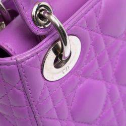 Pre Owned Dior Purple Mini Lambskin Cannage Lady Dior