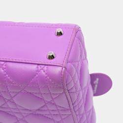 Pre Owned Dior Purple Mini Lambskin Cannage Lady Dior