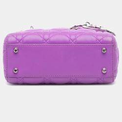 Pre Owned Dior Purple Mini Lambskin Cannage Lady Dior