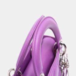 Pre Owned Dior Purple Mini Lambskin Cannage Lady Dior