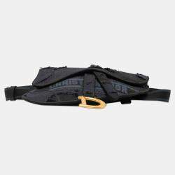 Pre Owned Dior Saddle Blue Camouflage Canvas Belt Bag