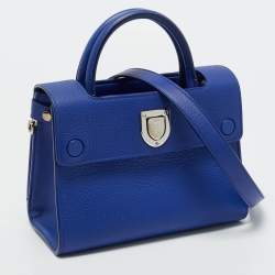 Pre Owned Dior Blue Leather Mini Diorever Top Handle Bag