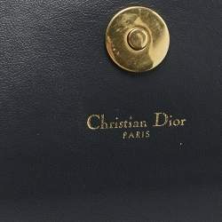 Pre Owned Dior Navy Blue/Beige Oblique Canvas Medium Saddle Chain Pouch