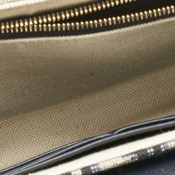 Pre Owned Dior Navy Blue/Beige Oblique Canvas Medium Saddle Chain Pouch