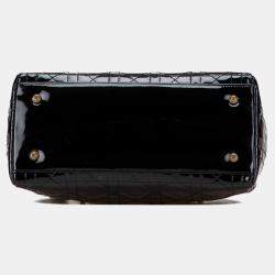 Pre Owned Dior Black Medium Patent Cannage Lady Dior
