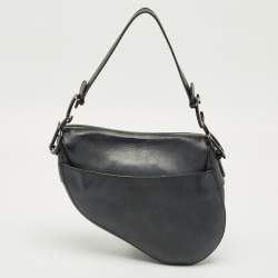 Pre Owned Dior Dark Grey Leather Saddle Bag