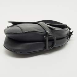 Pre Owned Dior Dark Grey Leather Saddle Bag