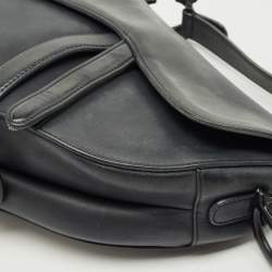 Pre Owned Dior Dark Grey Leather Saddle Bag