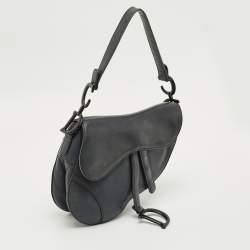 Pre Owned Dior Dark Grey Leather Saddle Bag