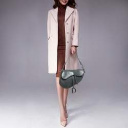 Pre Owned Dior Dark Grey Leather Saddle Bag