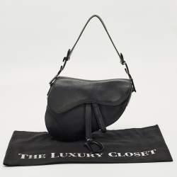 Pre Owned Dior Dark Grey Leather Saddle Bag