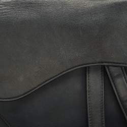 Pre Owned Dior Dark Grey Leather Saddle Bag