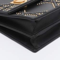 Pre Owned Dior Black Leather Studded Diorama Vertical Chain Clutch