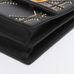 Pre Owned Dior Black Leather Studded Diorama Vertical Chain Clutch