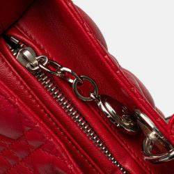 Pre Owned Dior Red Large Lambskin Cannage Lady Dior