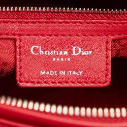 Pre Owned Dior Red Large Lambskin Cannage Lady Dior