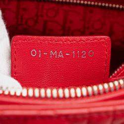 Pre Owned Dior Red Large Lambskin Cannage Lady Dior