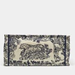 Pre Owned Dior Blue/Beige Toile De Jouy Embroidered Canvas Medium Book Tote