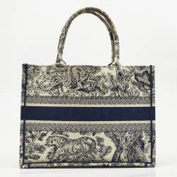 Pre Owned Dior Blue/Beige Toile De Jouy Embroidered Canvas Medium Book Tote
