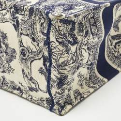 Pre Owned Dior Blue/Beige Toile De Jouy Embroidered Canvas Medium Book Tote