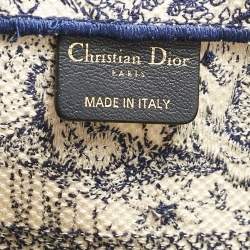 Pre Owned Dior Blue/Beige Toile De Jouy Embroidered Canvas Medium Book Tote