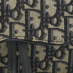 Pre Owned Dior Blue Oblique Canvas and Leather Saddle Pouch Belt Bag