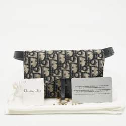 Pre Owned Dior Blue Oblique Canvas and Leather Saddle Pouch Belt Bag