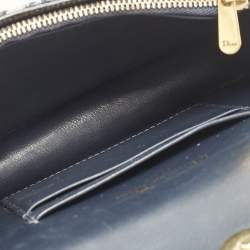 Pre Owned Dior Blue Oblique Canvas and Leather Saddle Pouch Belt Bag