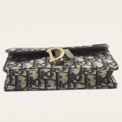 Pre Owned Dior Blue Oblique Canvas and Leather Saddle Pouch Belt Bag