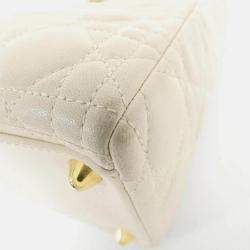 Pre Owned Christian Dior Lady Dior Large Ivory Leather Handbag