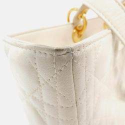 Pre Owned Christian Dior Lady Dior Large Ivory Leather Handbag