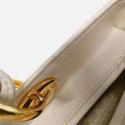 Pre Owned Christian Dior Lady Dior Large Ivory Leather Handbag
