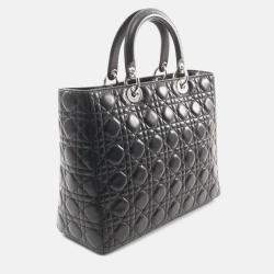 Pre Owned Christian Dior Lady Large Black Cannage Leather Handbag