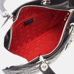 Pre Owned Christian Dior Lady Large Black Cannage Leather Handbag