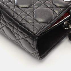 Pre Owned Christian Dior Lady Large Black Cannage Leather Handbag