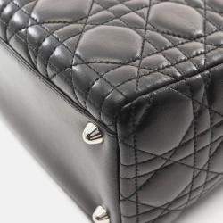 Pre Owned Christian Dior Lady Large Black Cannage Leather Handbag