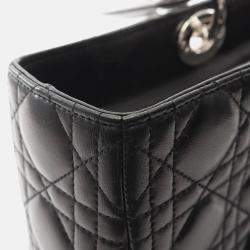 Pre Owned Christian Dior Lady Large Black Cannage Leather Handbag