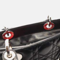Pre Owned Christian Dior Lady Large Black Cannage Leather Handbag