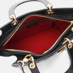 Pre Owned Christian Dior Lady Large Black Cannage Leather Handbag