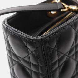 Pre Owned Christian Dior Lady Large Black Cannage Leather Handbag