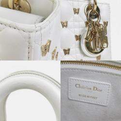 Pre Owned Christian Dior Handbag Shoulder Bag Lady Leather White Gold