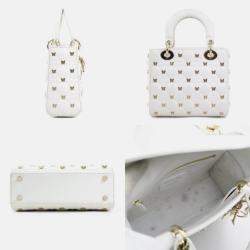 Pre Owned Christian Dior Handbag Shoulder Bag Lady Leather White Gold