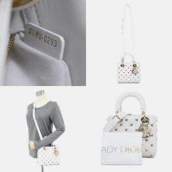 Pre Owned Christian Dior Handbag Shoulder Bag Lady Leather White Gold