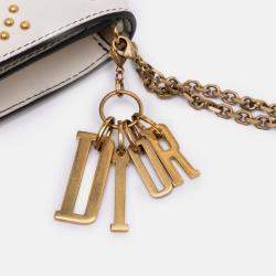 Pre Owned Dior Cream Studded Calfskin Cannage Lady Dior Wallet on Chain