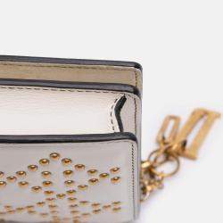 Pre Owned Dior Cream Studded Calfskin Cannage Lady Dior Wallet on Chain