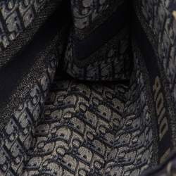 Pre Owned Dior Navy Blue Oblique Embroidered Canvas Large Book Tote