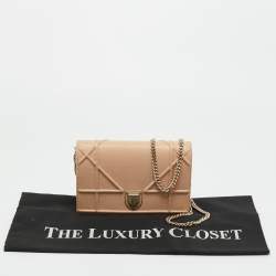 Pre Owned Dior Beige Leather Diorama Wallet on Chain