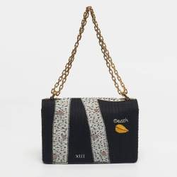 Pre Owned Dior Multicolor Tarot Embroidered Fabric J’adior Flap Shoulder Bag